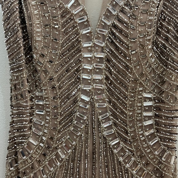 Beaded Champagne Evening Gown - Women's Formal Dress - Picture 11 of 11